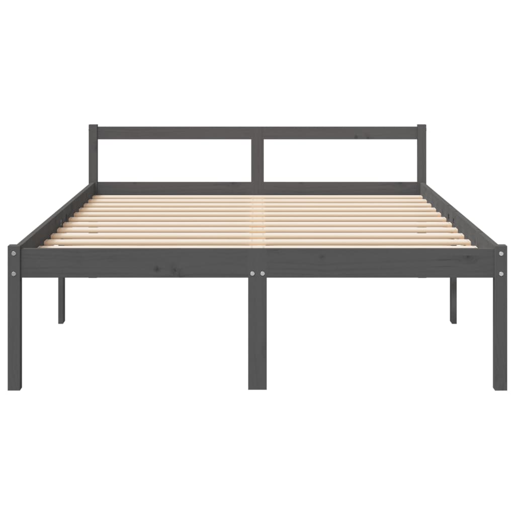 Seniorenbett Grau 150x200 cm Massivholz Kiefer - Pazzar.ch