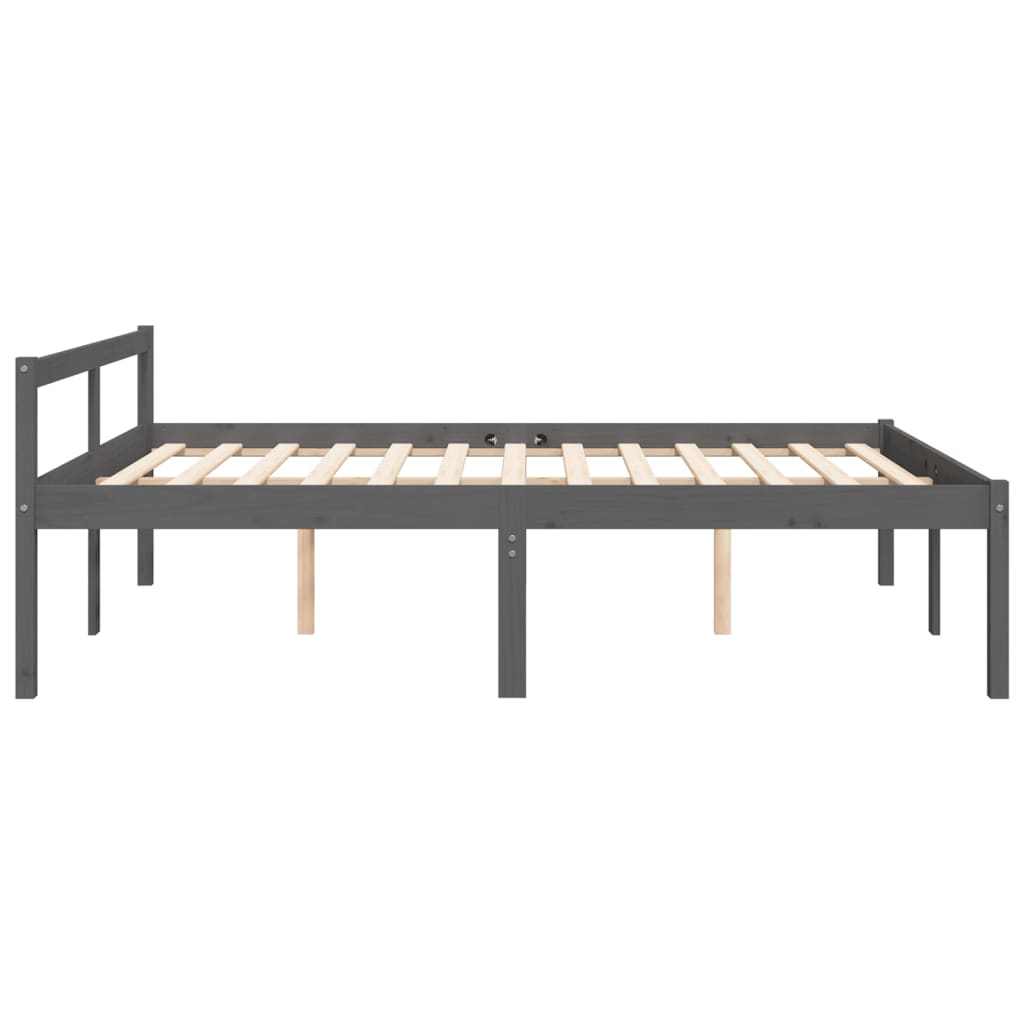 Seniorenbett Grau 150x200 cm Massivholz Kiefer - Pazzar.ch
