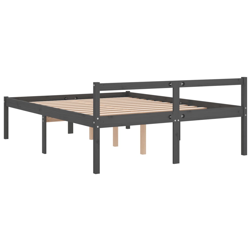 Seniorenbett Grau 150x200 cm Massivholz Kiefer - Pazzar.ch