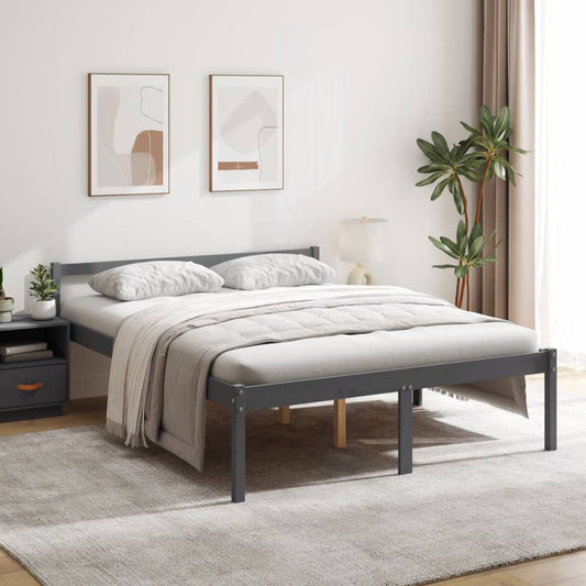 Seniorenbett Grau 150x200 cm Massivholz Kiefer - Pazzar.ch