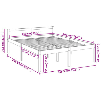 Seniorenbett Schwarz 150x200 cm Massivholz Kiefer - Pazzar.ch