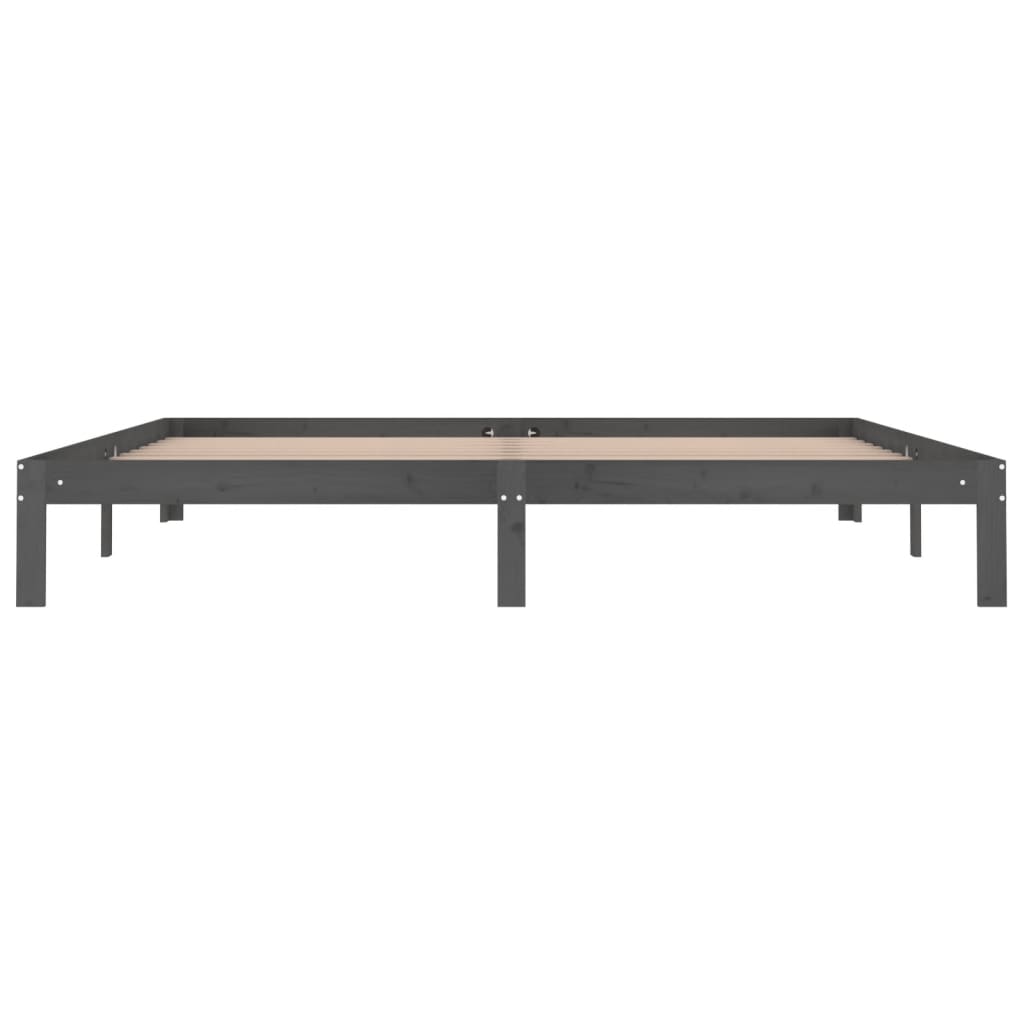 Massivholzbett Grau Kiefer 200x200 cm