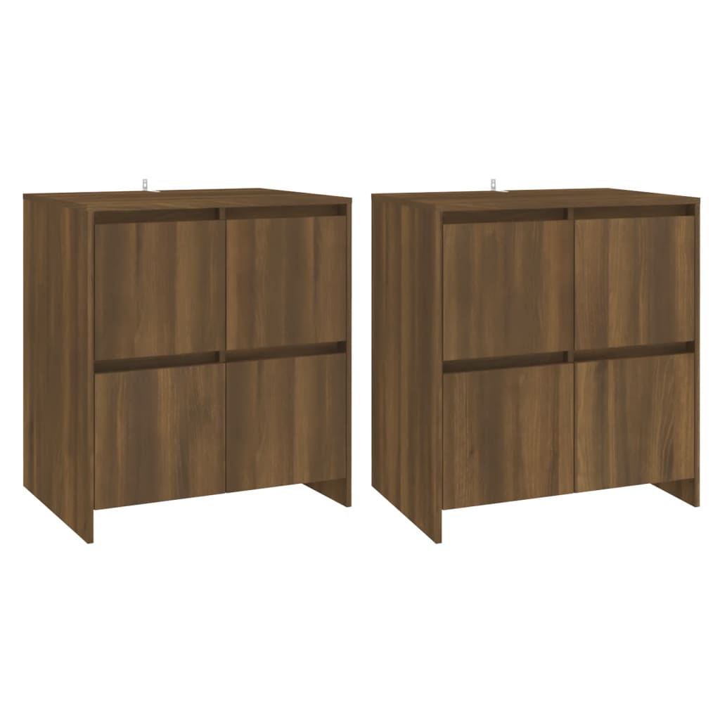 Sideboards 2 Stk. Eiche Braun 70x41x75 cm Holzwerkstoff - Pazzar.ch