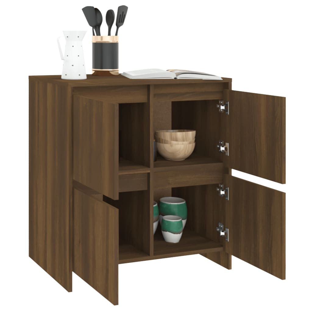 Sideboards 2 Stk. Eiche Braun 70x41x75 cm Holzwerkstoff - Pazzar.ch