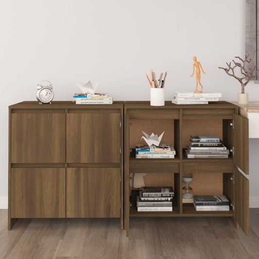 Sideboards 2 Stk. Eiche Braun 70x41x75 cm Holzwerkstoff - Pazzar.ch