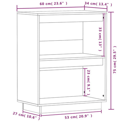 Beistellschrank Grau 60x34x75 cm Massivholz Kiefer - Pazzar.ch