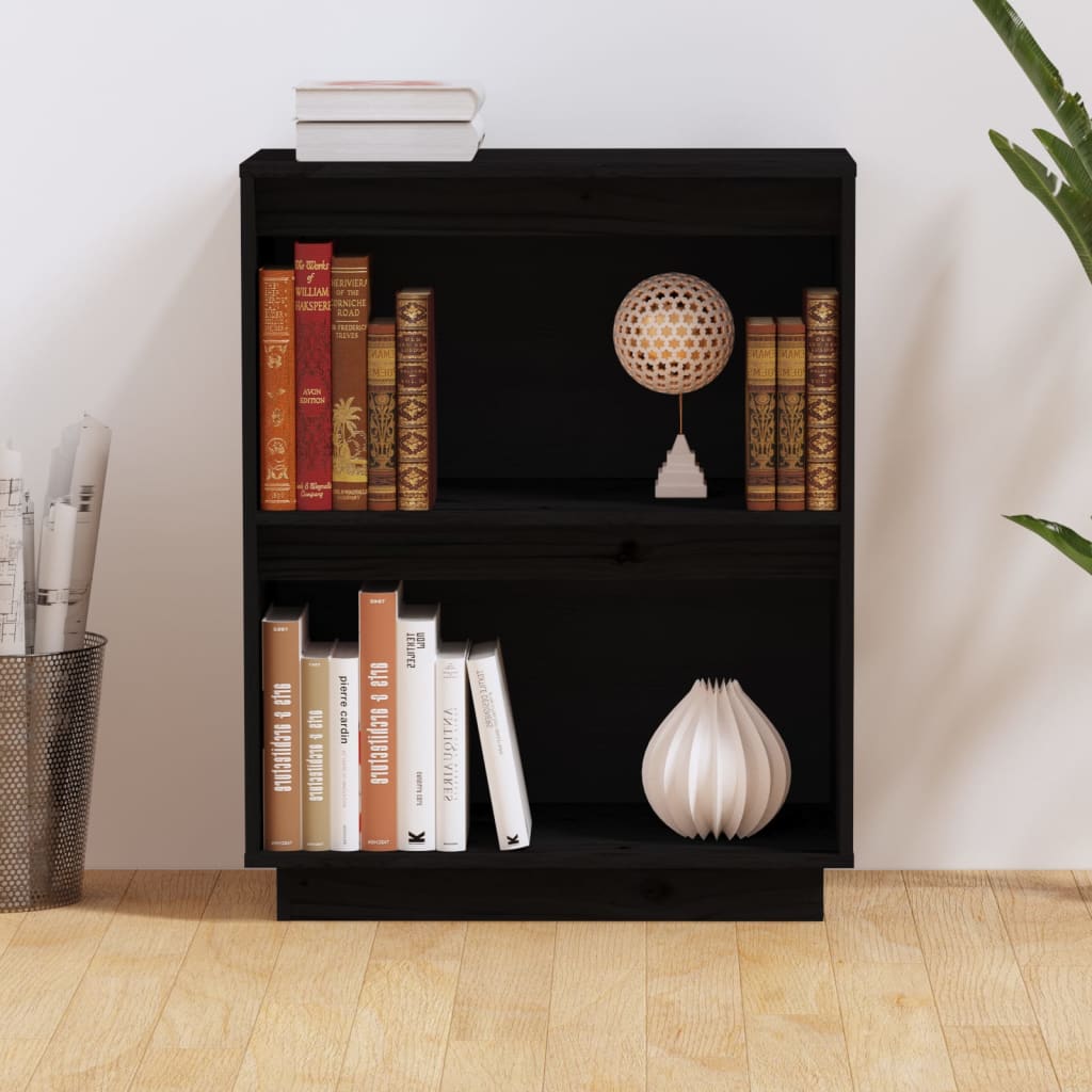 Beistellschrank Schwarz 60x34x75 cm Massivholz Kiefer - Pazzar.ch