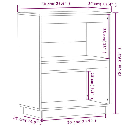 Beistellschrank Schwarz 60x34x75 cm Massivholz Kiefer - Pazzar.ch