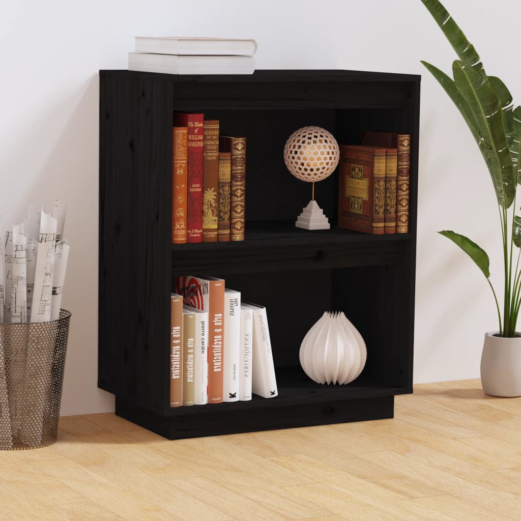 Beistellschrank Schwarz 60x34x75 cm Massivholz Kiefer - Pazzar.ch