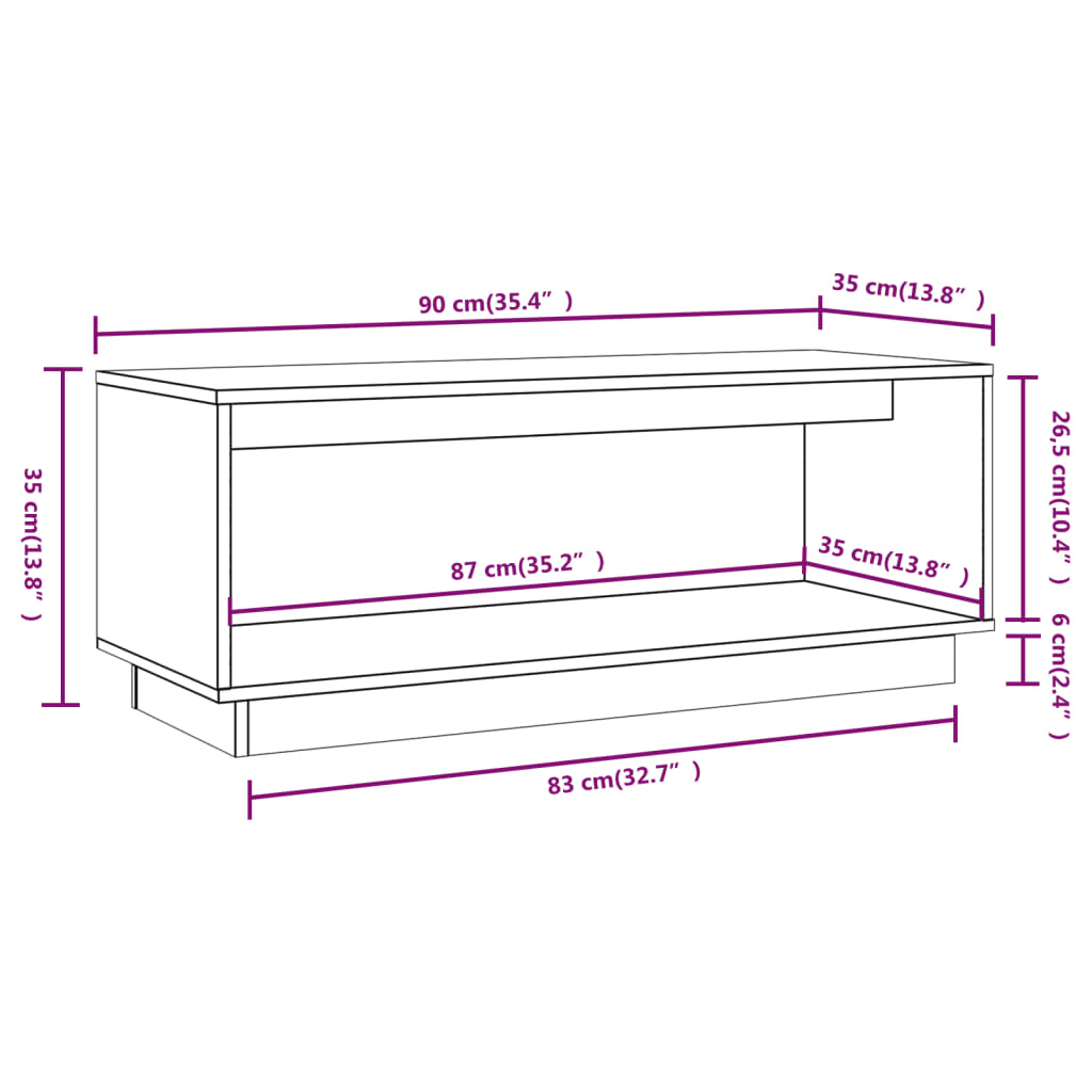 TV-Schrank Honigbraun 90x35x35 cm Massivholz Kiefer - Pazzar.ch