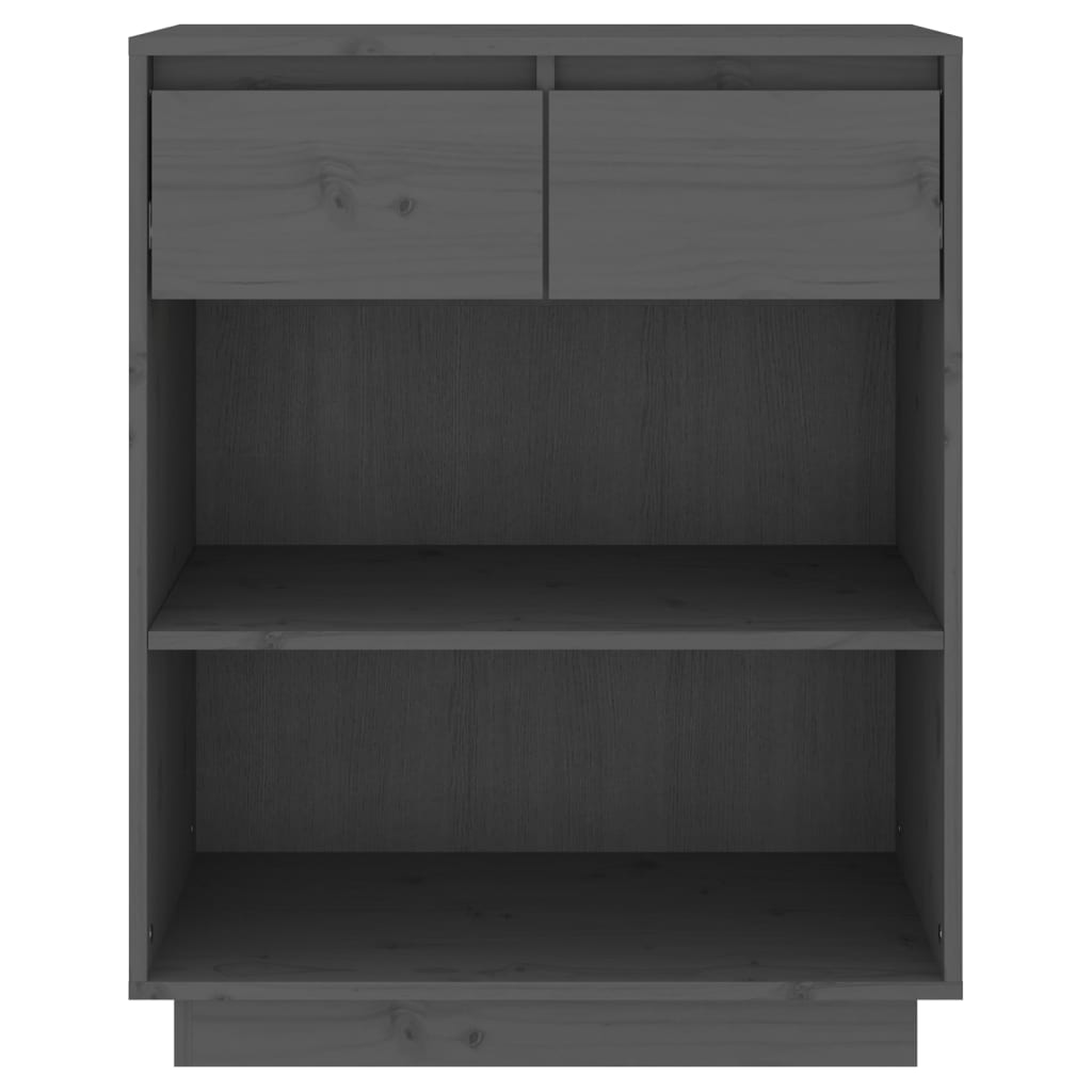 Beistellschrank Grau 60x34x75 cm Massivholz Kiefer - Pazzar.ch
