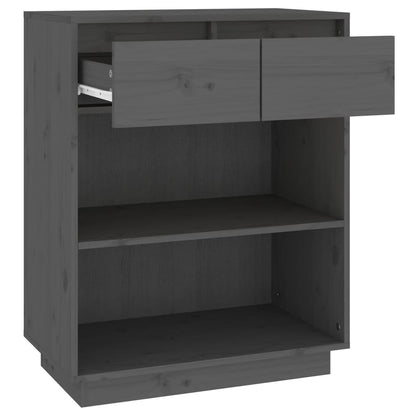 Beistellschrank Grau 60x34x75 cm Massivholz Kiefer - Pazzar.ch