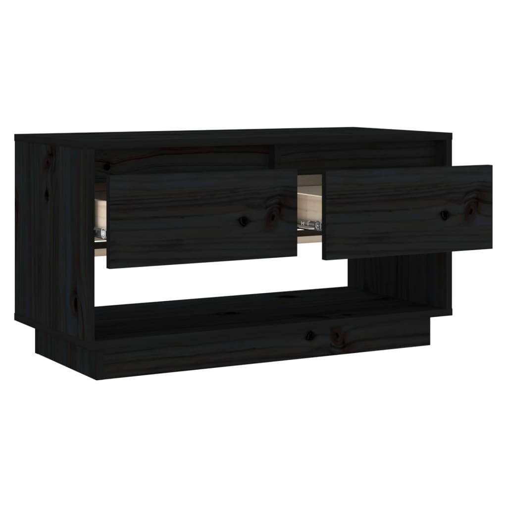 TV-Schrank Schwarz 74x34x40 cm Massivholz Kiefer - Pazzar.ch