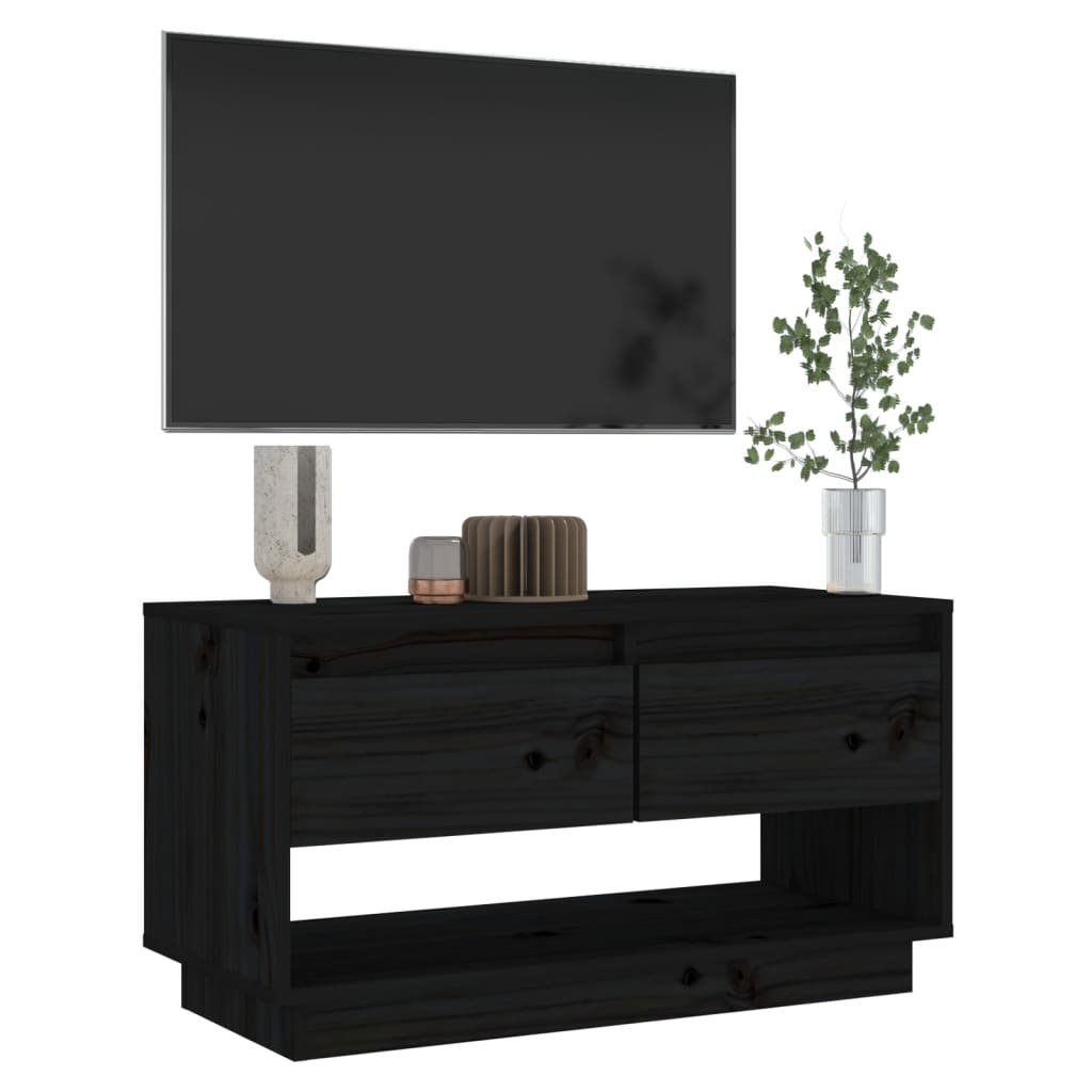 TV-Schrank Schwarz 74x34x40 cm Massivholz Kiefer - Pazzar.ch