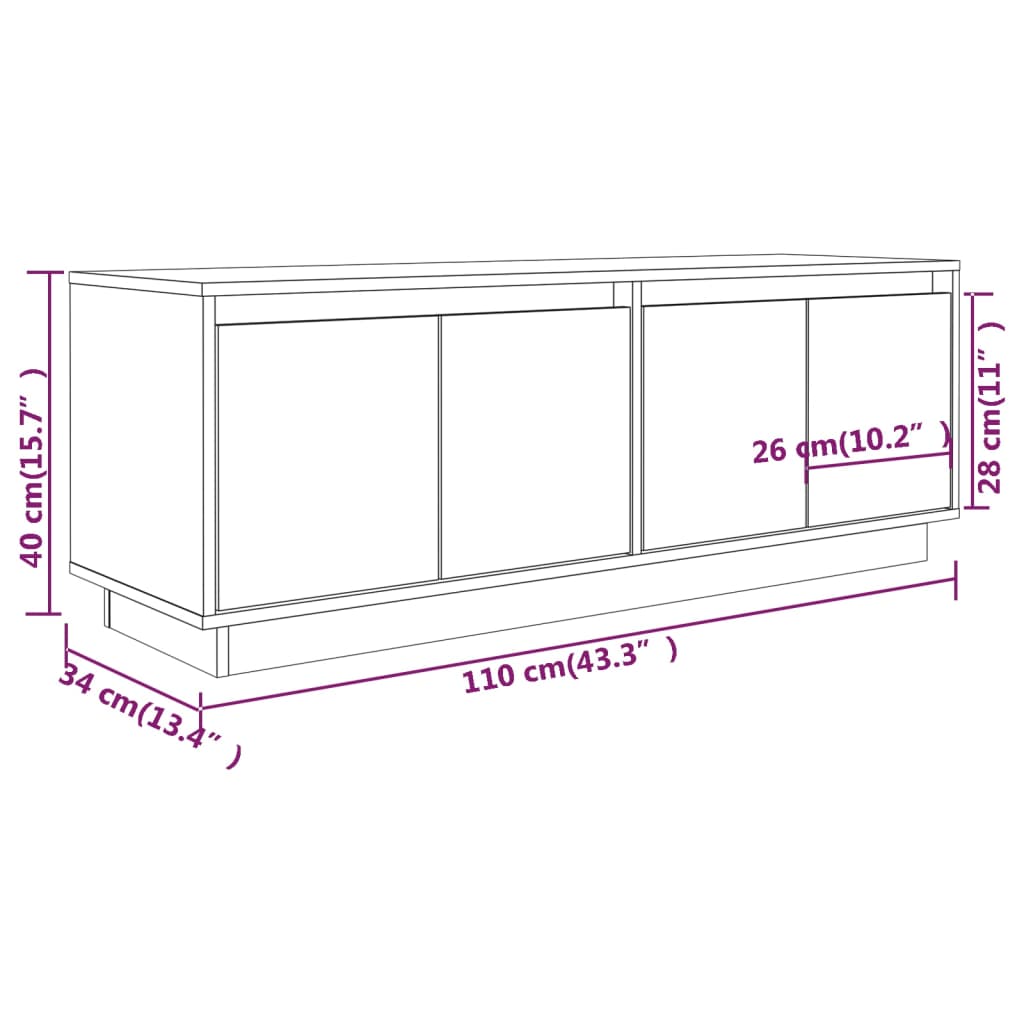 TV-Schrank 110x34x40 cm Massivholz Kiefer - Pazzar.ch