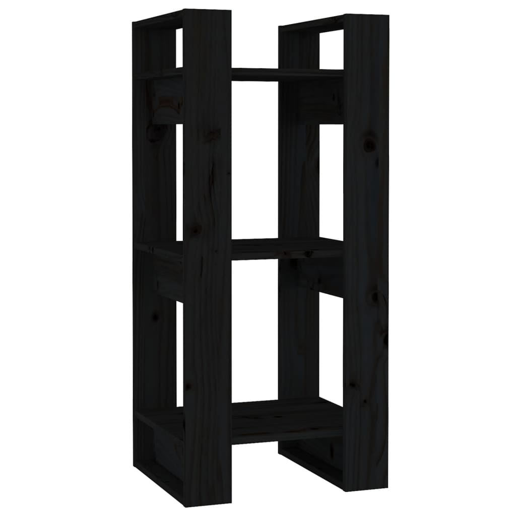 Bücherregal/Raumteiler Schwarz 41x35x91 cm Massivholz Kiefer - Pazzar.ch