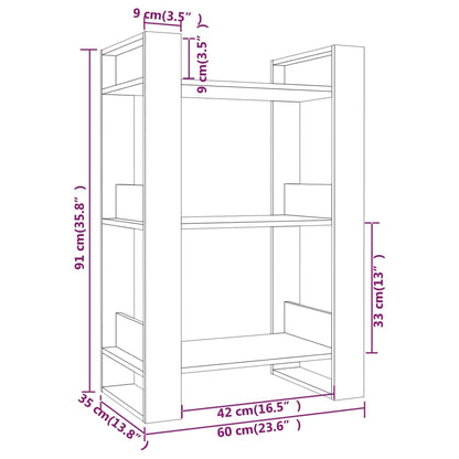 Bücherregal/Raumteiler Weiß 60x35x91 cm Massivholz Kiefer - Pazzar.ch