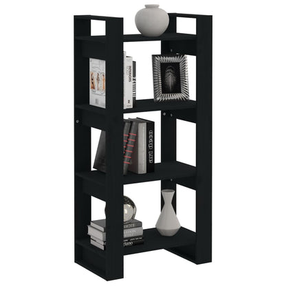 Bücherregal/Raumteiler Schwarz 60x35x125 cm Massivholz - Pazzar.ch