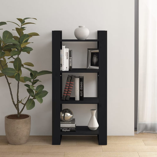 Bücherregal/Raumteiler Schwarz 60x35x125 cm Massivholz - Pazzar.ch