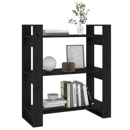 Bücherregal/Raumteiler Schwarz 80x35x91 cm Massivholz Kiefer - Pazzar.ch