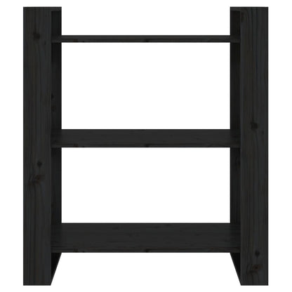 Bücherregal/Raumteiler Schwarz 80x35x91 cm Massivholz Kiefer - Pazzar.ch