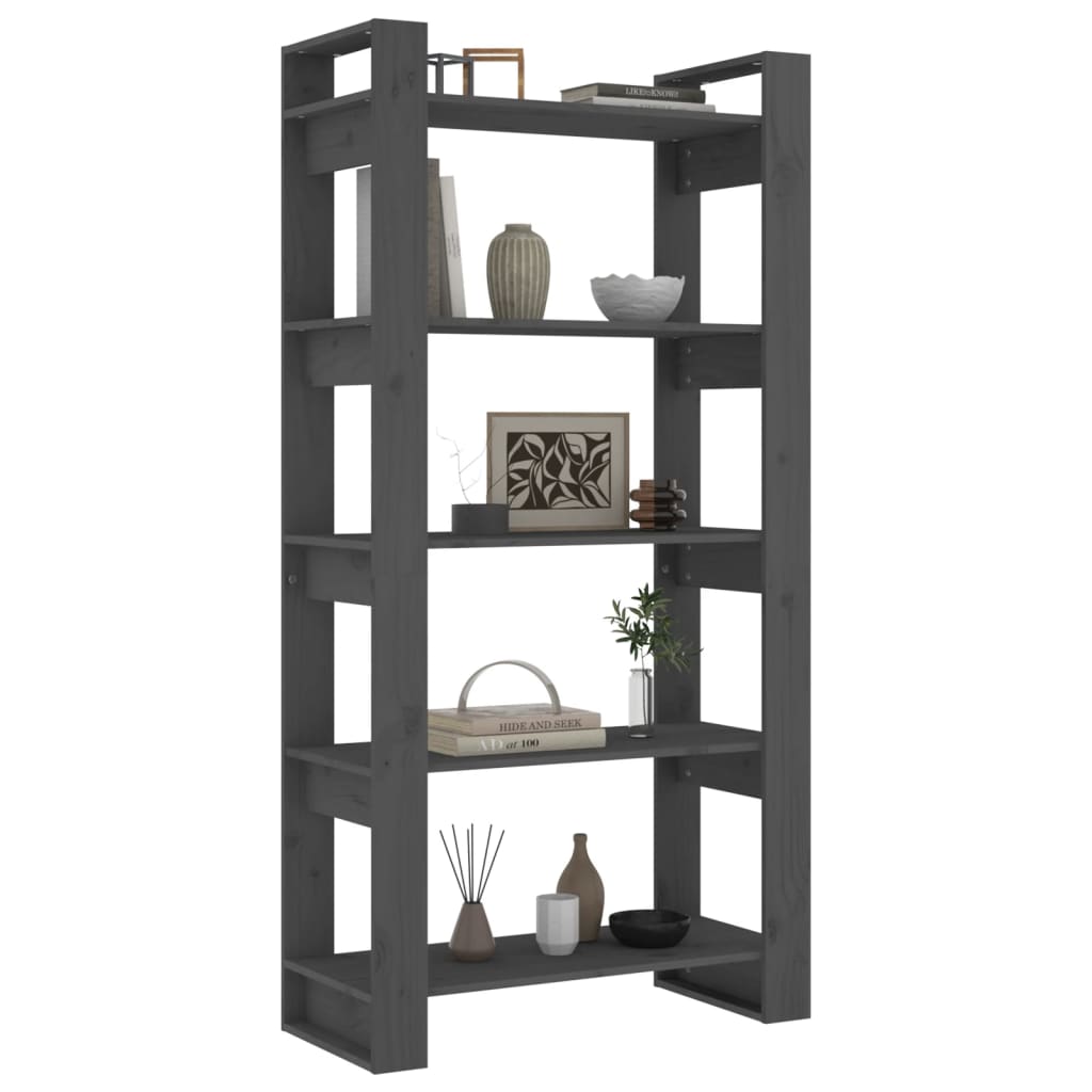 Bücherregal/Raumteiler Grau 80x35x160 cm Massivholz - Pazzar.ch