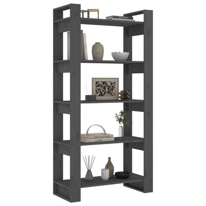 Bücherregal/Raumteiler Grau 80x35x160 cm Massivholz - Pazzar.ch
