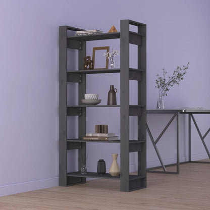 Bücherregal/Raumteiler Grau 80x35x160 cm Massivholz - Pazzar.ch