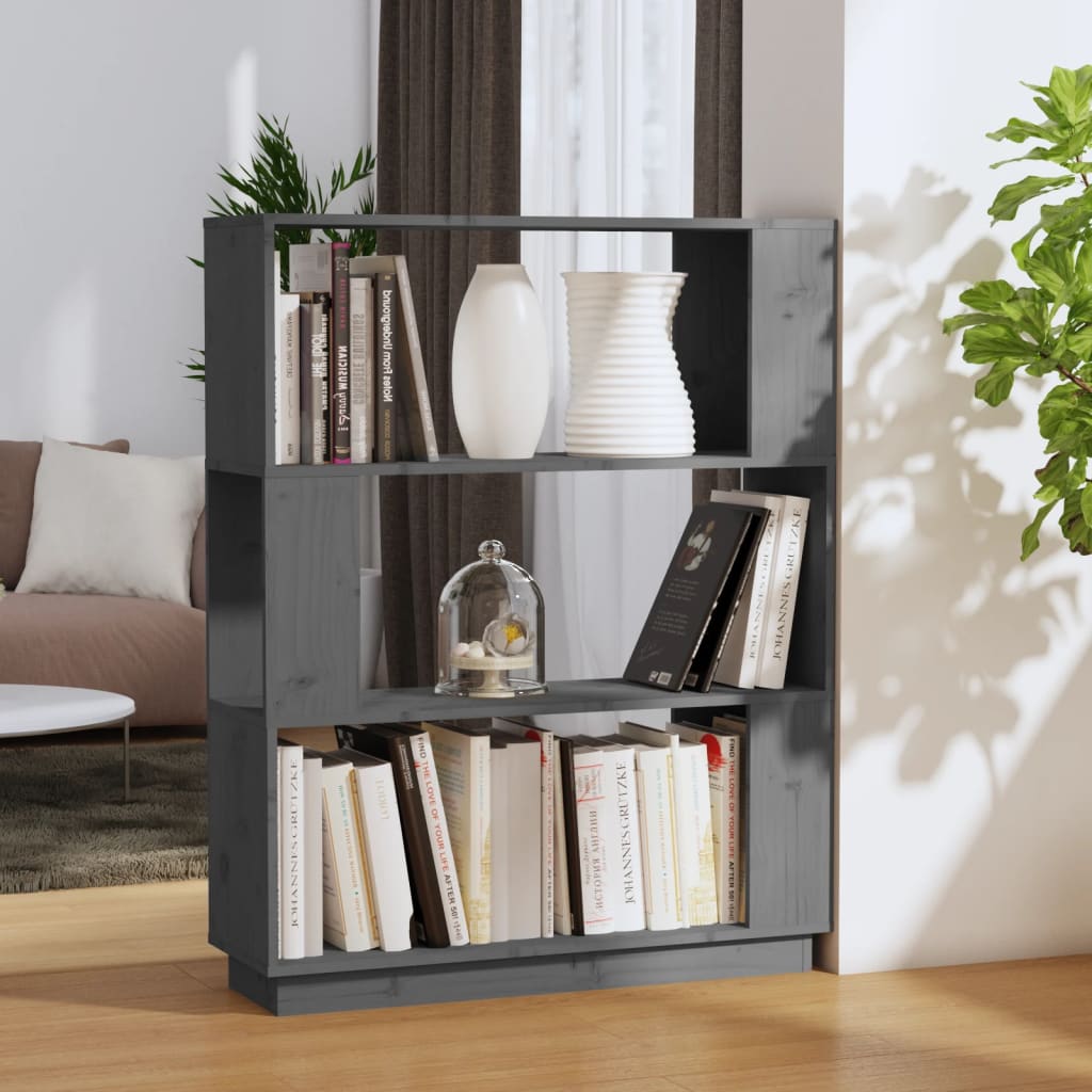 Bücherregal/Raumteiler Grau 80x25x101 cm Massivholz Kiefer - Pazzar.ch