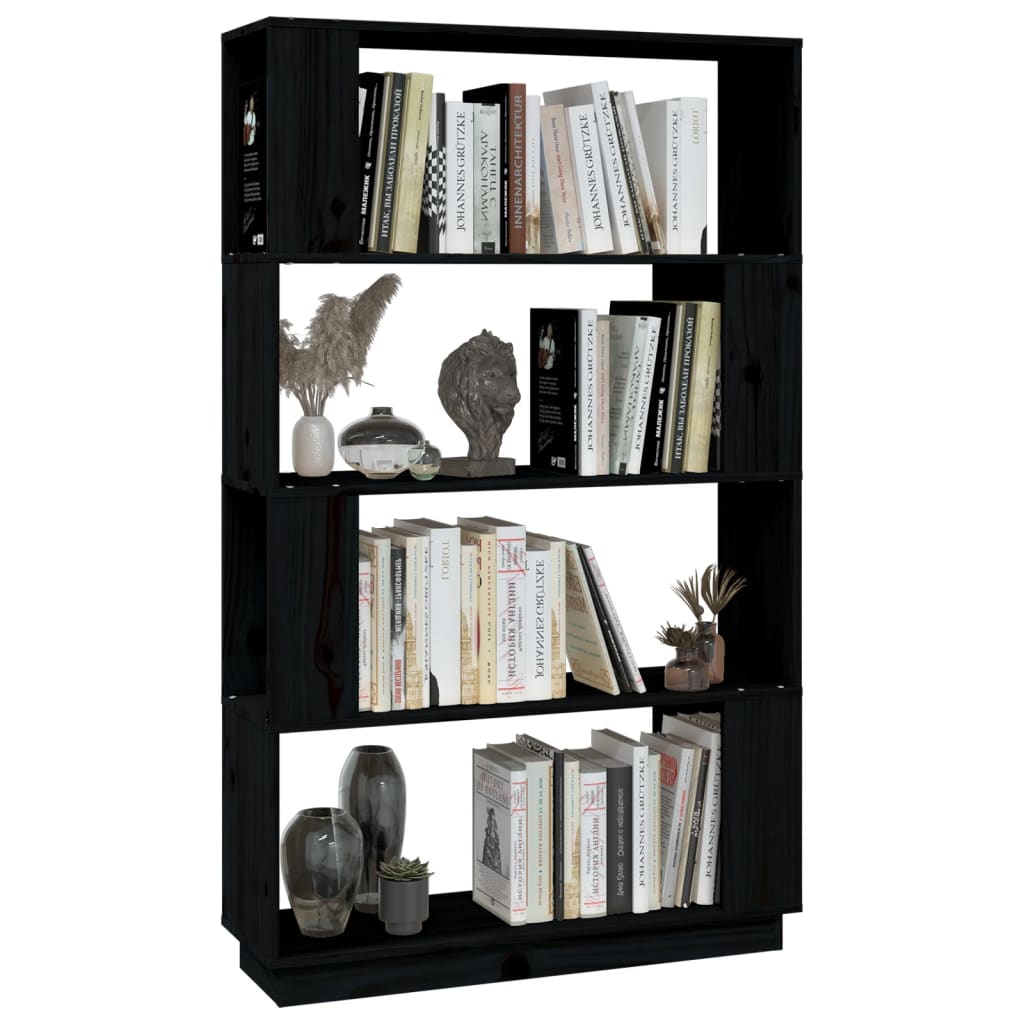 Bücherregal/Raumteiler Schwarz 80x25x132 cm Massivholz Kiefer - Pazzar.ch