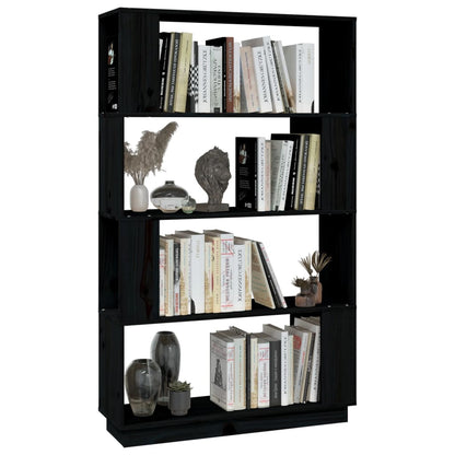 Bücherregal/Raumteiler Schwarz 80x25x132 cm Massivholz Kiefer - Pazzar.ch
