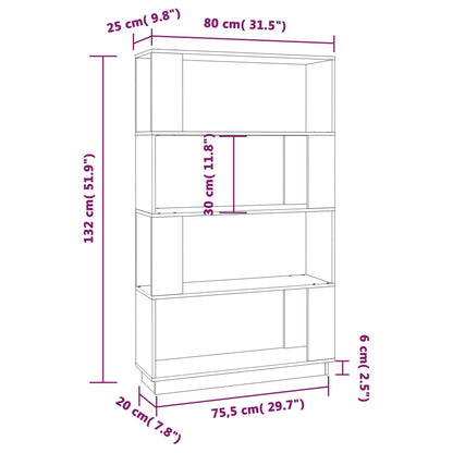 Bücherregal/Raumteiler Schwarz 80x25x132 cm Massivholz Kiefer - Pazzar.ch