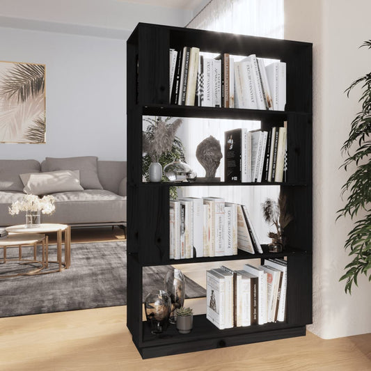 Bücherregal/Raumteiler Schwarz 80x25x132 cm Massivholz Kiefer - Pazzar.ch
