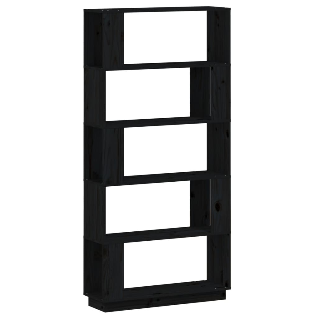 Bücherregal/Raumteiler Schwarz 80x25x163,5 cm Massivholz Kiefer - Pazzar.ch