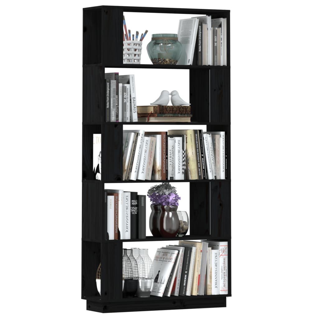 Bücherregal/Raumteiler Schwarz 80x25x163,5 cm Massivholz Kiefer - Pazzar.ch
