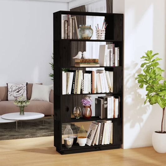 Bücherregal/Raumteiler Schwarz 80x25x163,5 cm Massivholz Kiefer - Pazzar.ch