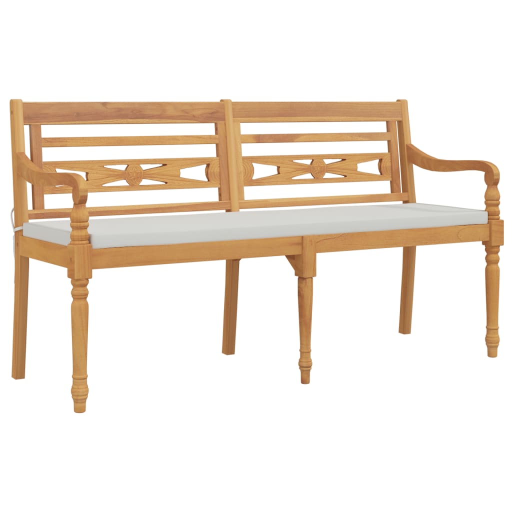 Batavia-Bank mit Kissen 150 cm Massivholz Teak - Pazzar.ch