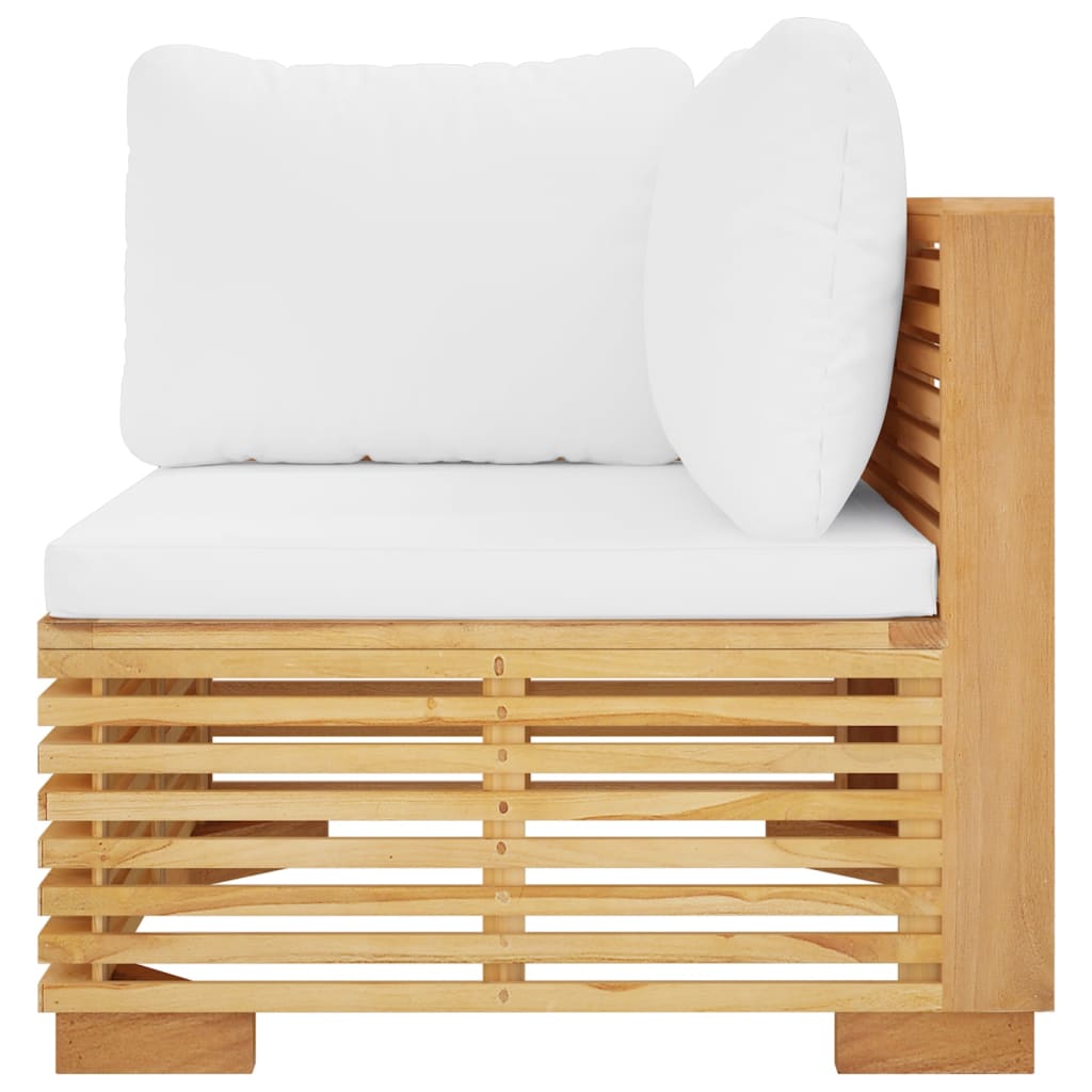 Garten-Ecksofa mit Creme Kissen Massivholz Teak - Pazzar.ch