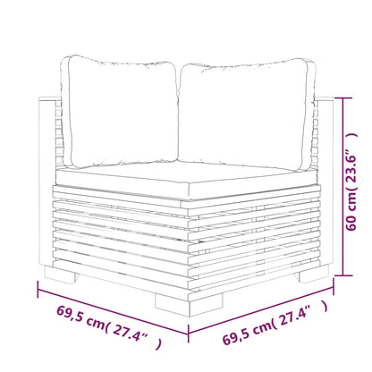 Garten-Ecksofa mit Creme Kissen Massivholz Teak - Pazzar.ch