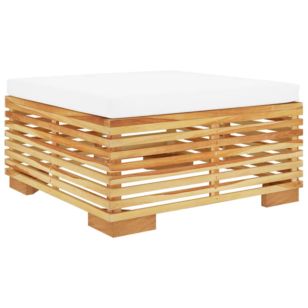 Gartenhocker mit Creme Kissen Massivholz Teak - Pazzar.ch
