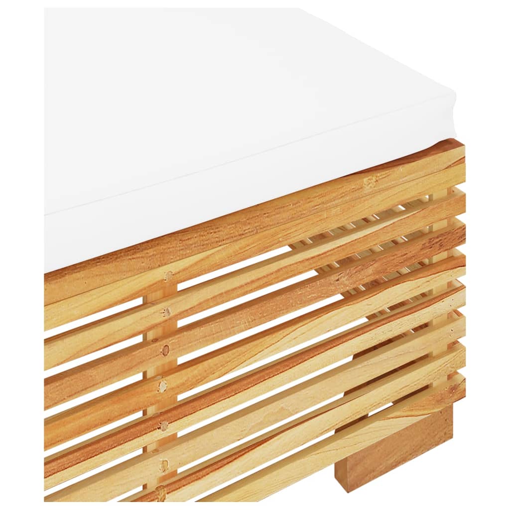 Gartenhocker mit Creme Kissen Massivholz Teak - Pazzar.ch