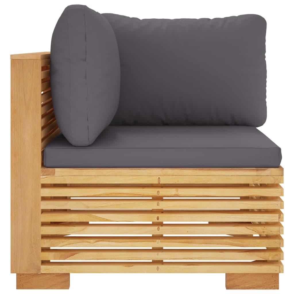 Garten-Ecksofa mit Dunkelgrauen Kissen Massivholz Teak - Pazzar.ch