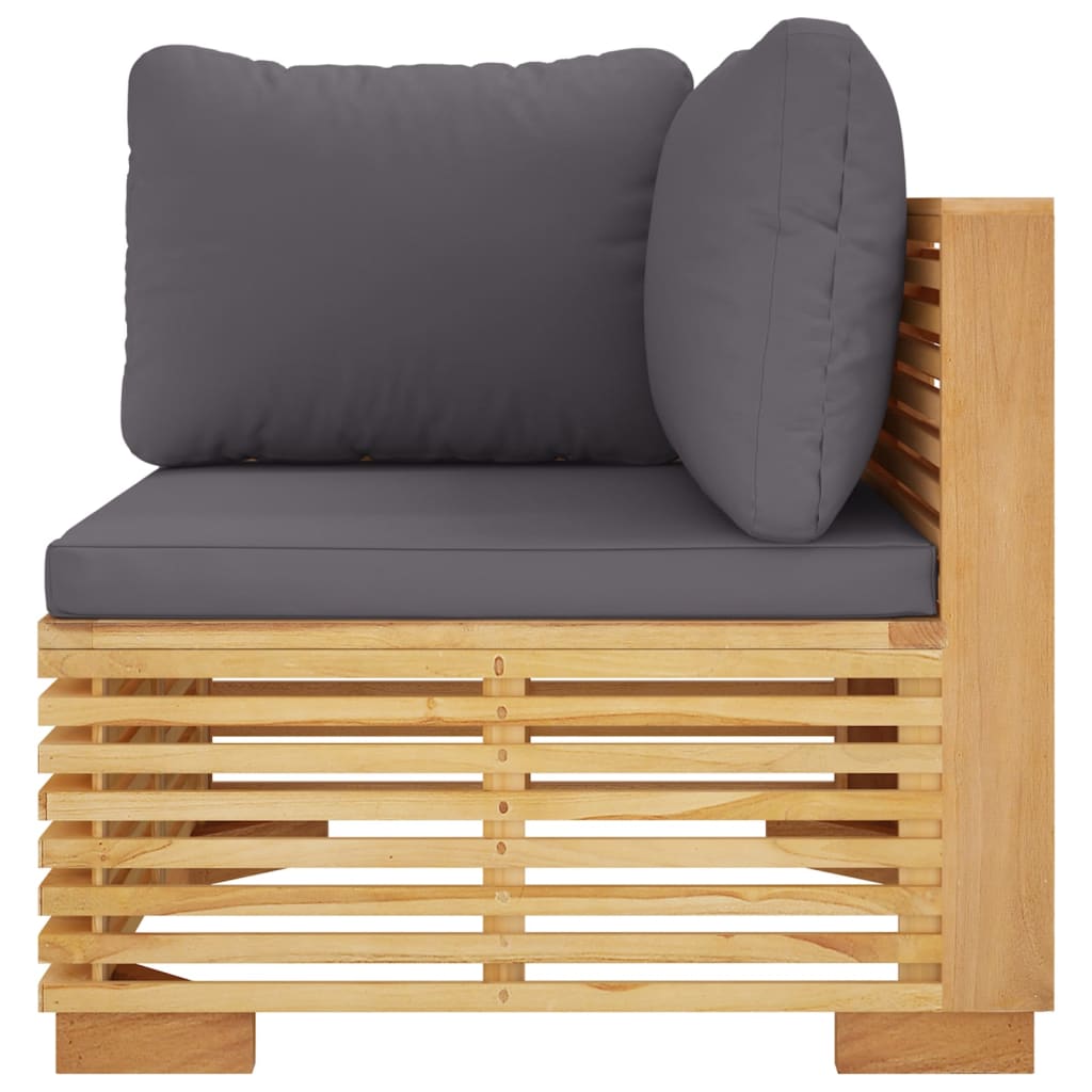 Garten-Ecksofa mit Dunkelgrauen Kissen Massivholz Teak - Pazzar.ch