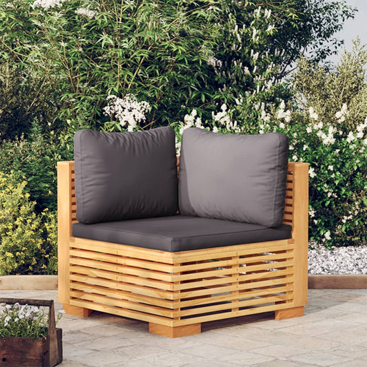 Garten-Ecksofa mit Dunkelgrauen Kissen Massivholz Teak - Pazzar.ch