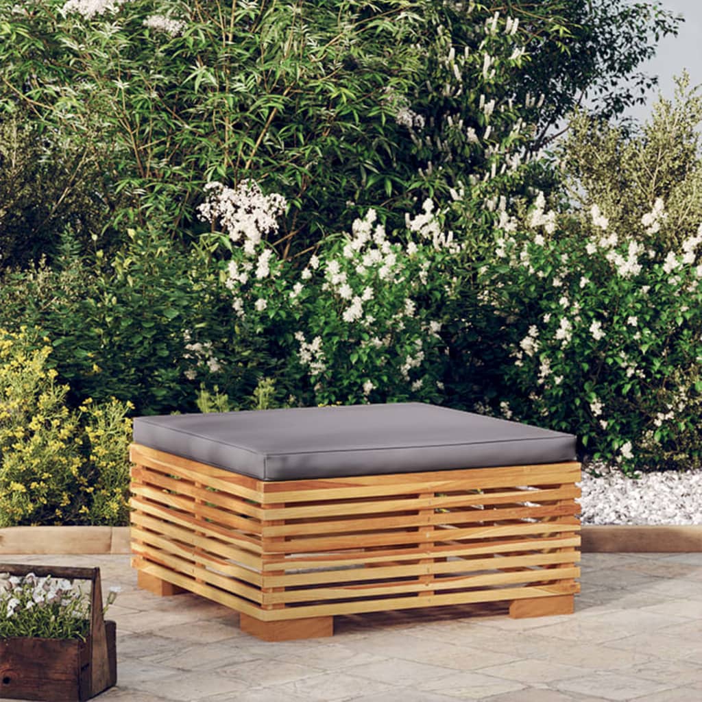 Gartenhocker mit Dunkelgrauen Kissen Massivholz Teak - Pazzar.ch