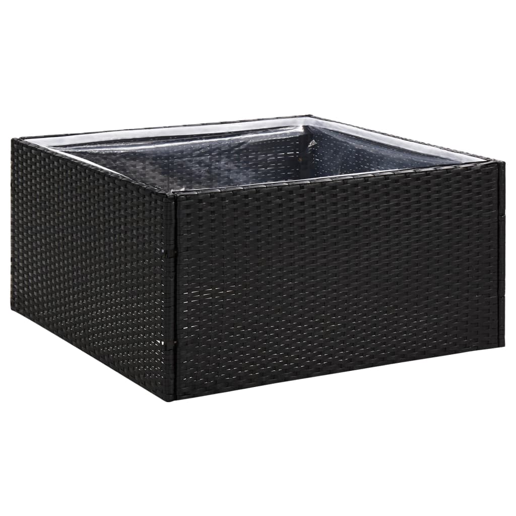 Pflanzkübel Schwarz 80x80x40 cm Poly Rattan - Pazzar.ch