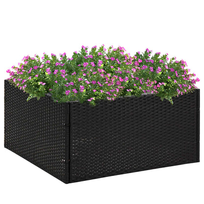 Pflanzkübel Schwarz 80x80x40 cm Poly Rattan - Pazzar.ch