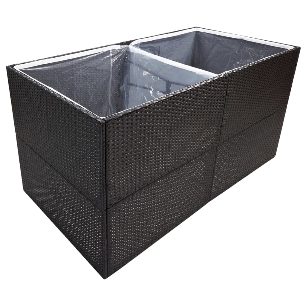 Pflanzkübel Schwarz 157x80x80 cm Poly Rattan - Pazzar.ch
