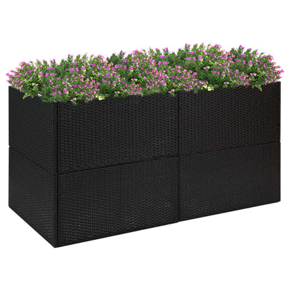 Pflanzkübel Schwarz 157x80x80 cm Poly Rattan - Pazzar.ch