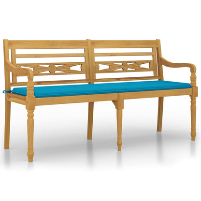 Batavia-Bank mit Blauem Kissen 150 cm Massivholz Teak - Pazzar.ch